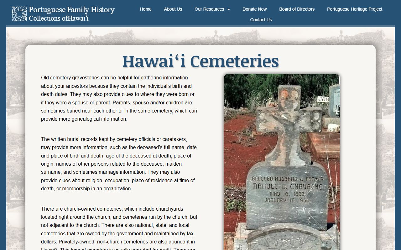 Waipahu obituary records tied to graves at the Ewa Plantation Cemetery