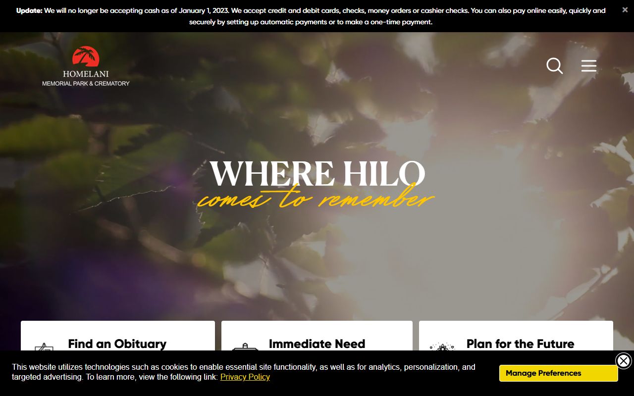 Homelani Memorial Park and Crematory Hilo obituary search