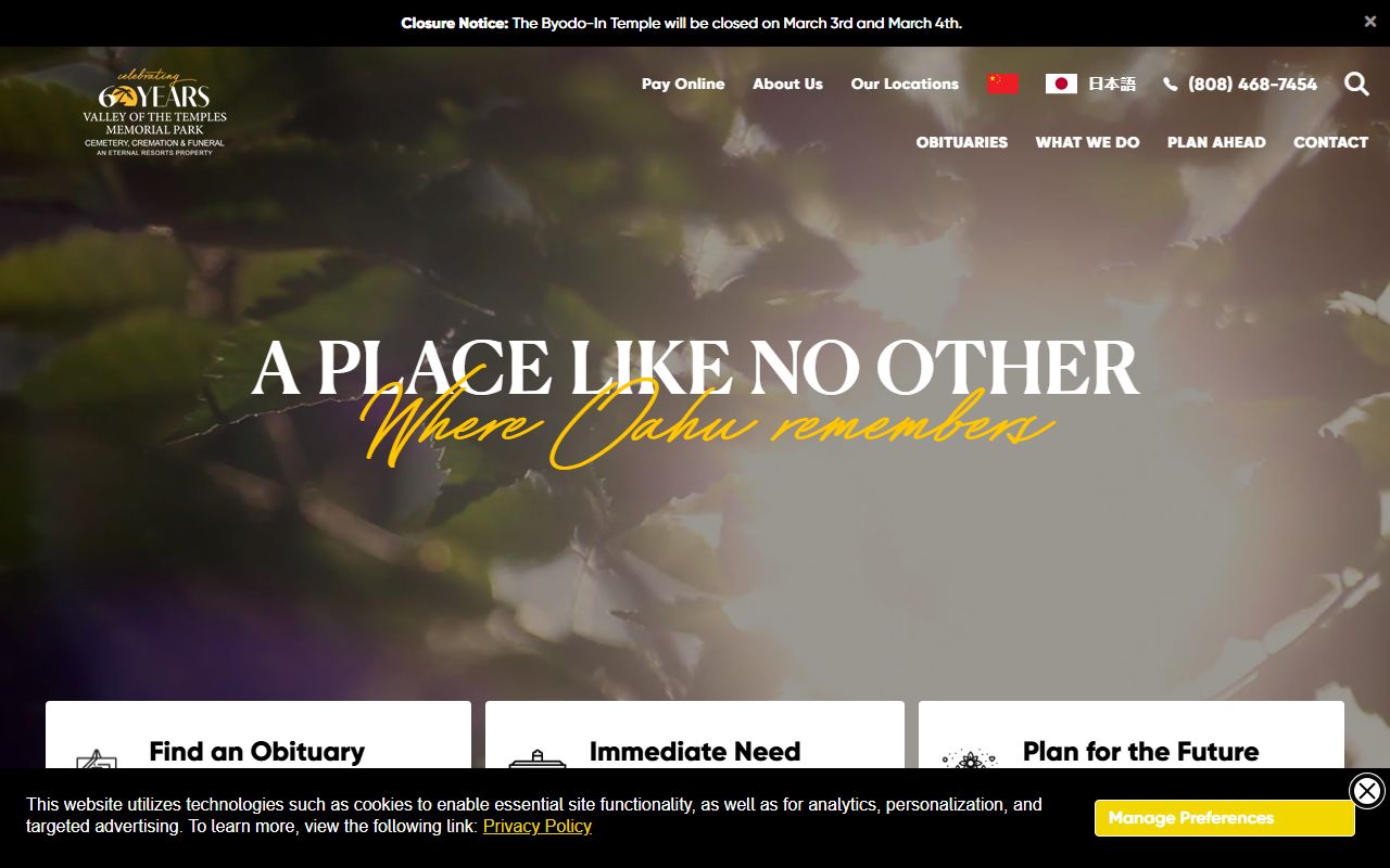 Valley of the Temples Memorial Park Kaneohe obituary records