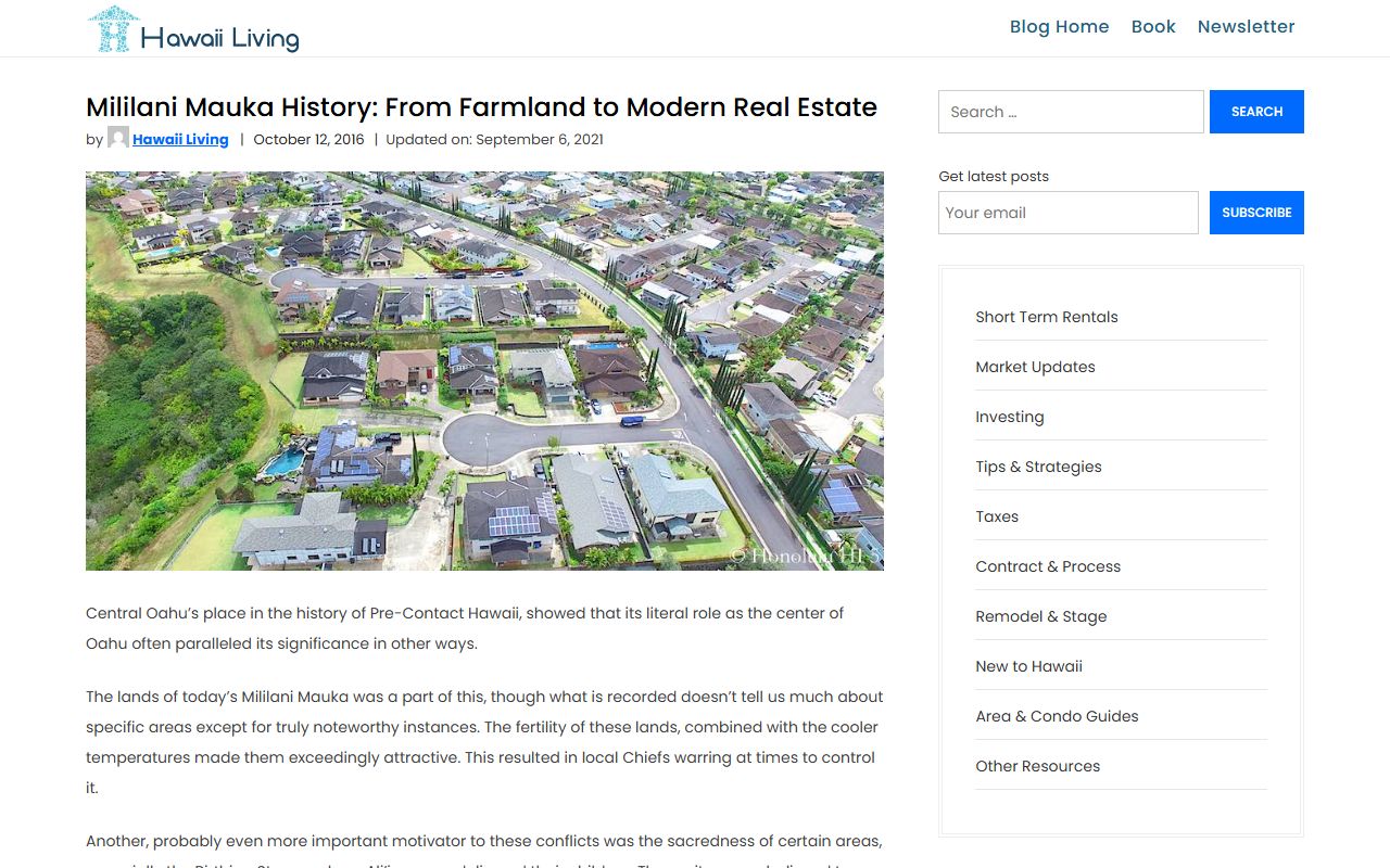 Mililani Mauka historical information obituary records Central Oahu