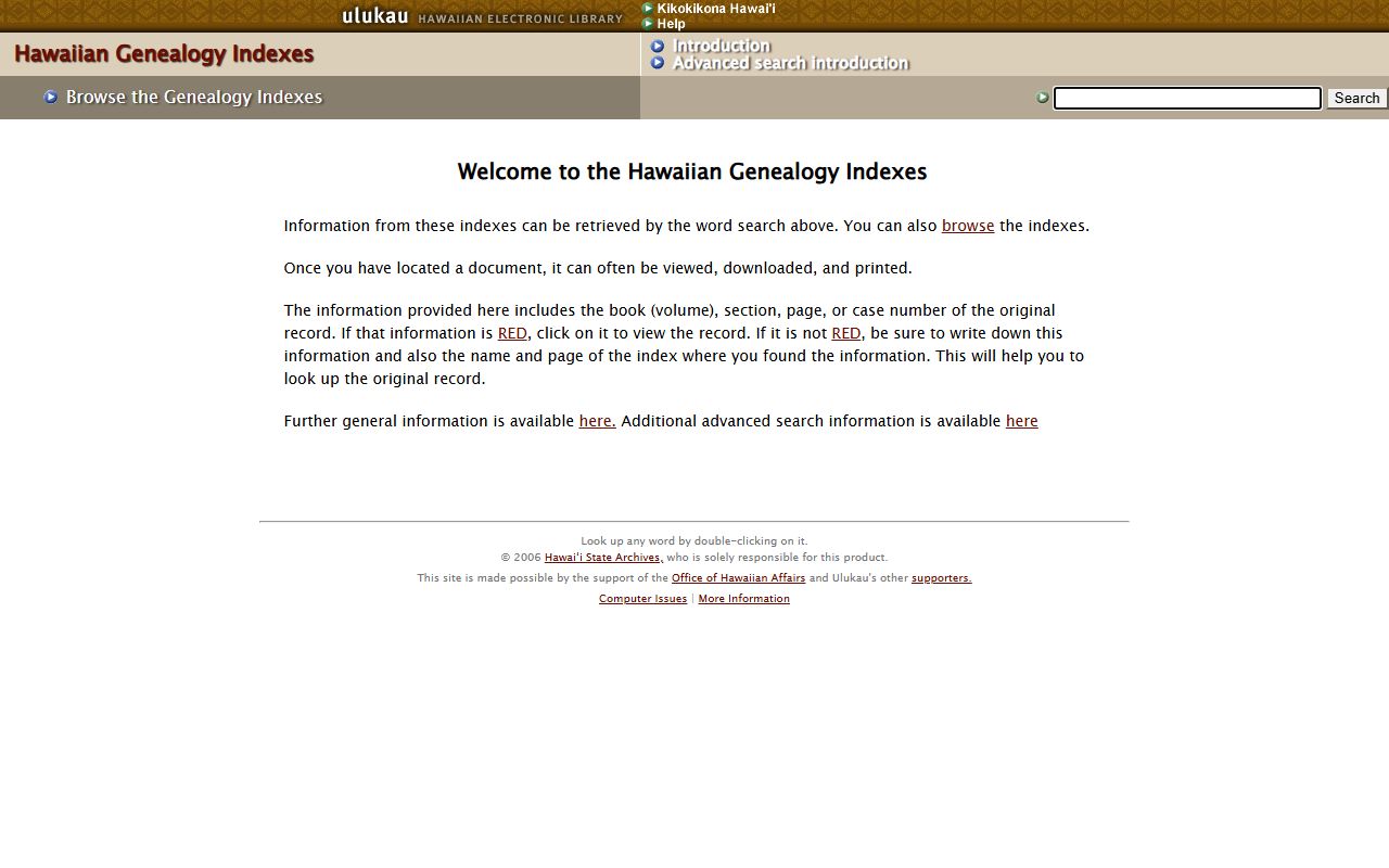 Urban Honolulu obituary records and probate indexes on the Ulukau Hawaiian Electronic Library