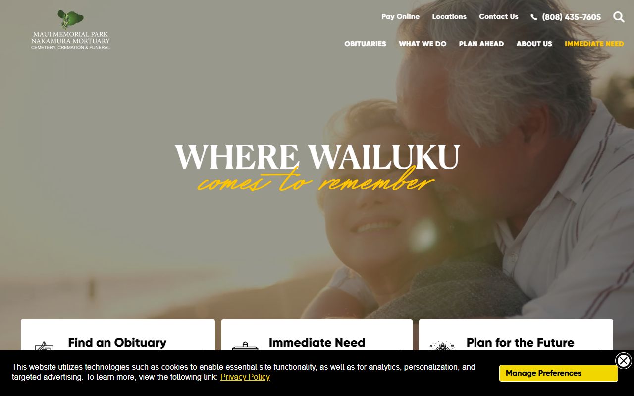 Nakamura Mortuary and Crematory Wailuku Maui County obituary services