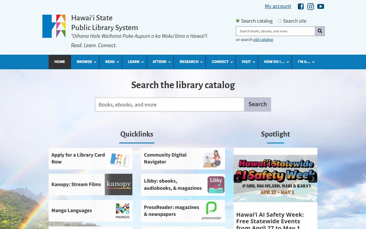 Hawaii State Public Library System obituary records branch locator